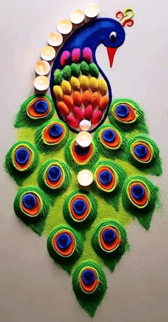 diwali special peacock rangoli