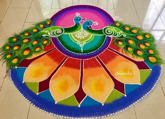 double peacock rangoli