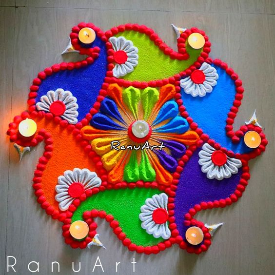 latest simple rangoli designs for Diwali