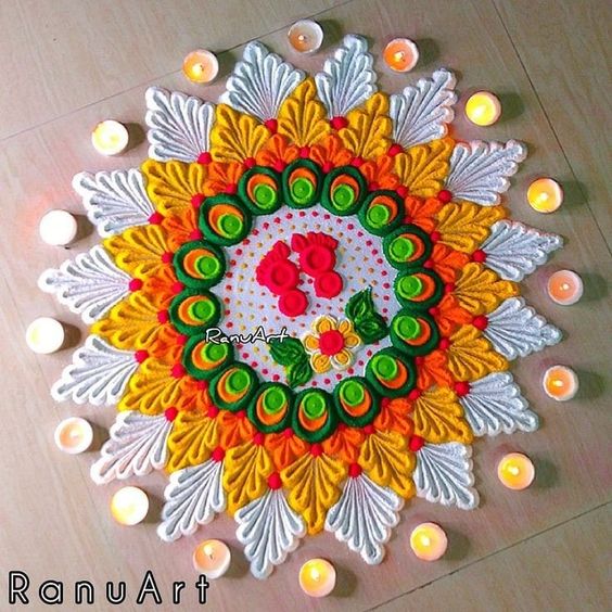 multicolour round rangoli design