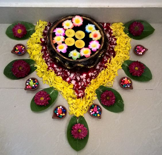new flower rangoli for Diwali