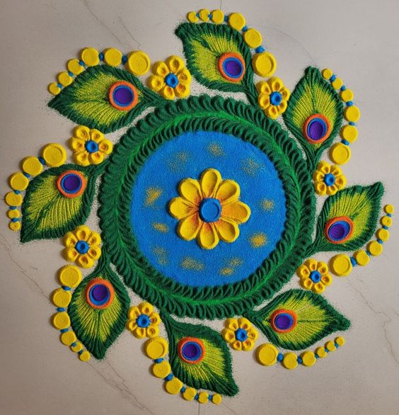 peacock kolam designs