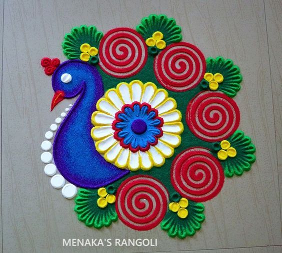 peacock kolam designs