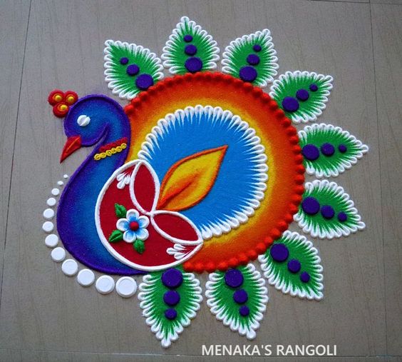 peacock rangoli for Diwali
