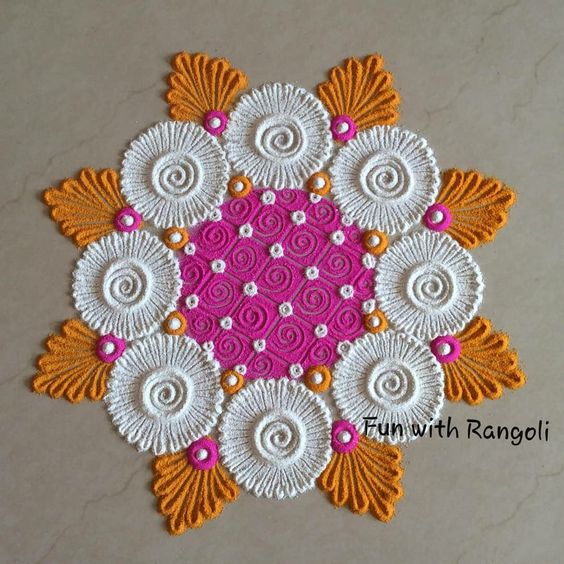 pink simple rangoli for Diwali