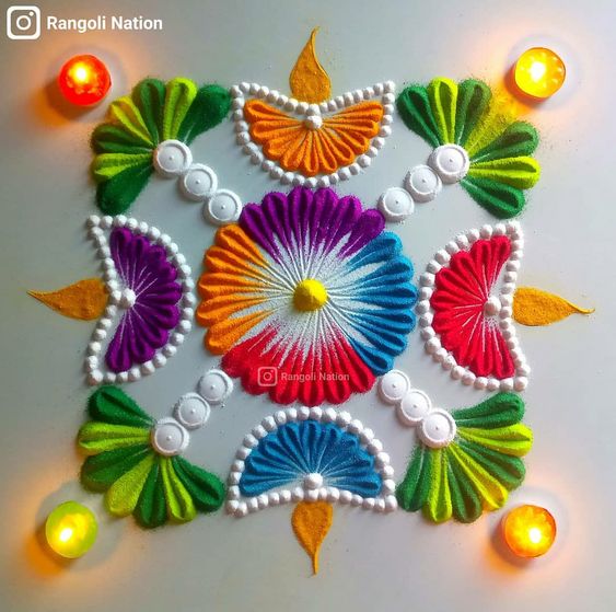 simple diya rangoli