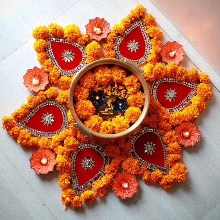 yellow rangoli ideas