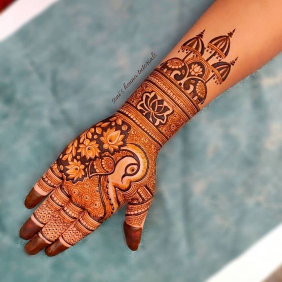 lotus peacock mehndi