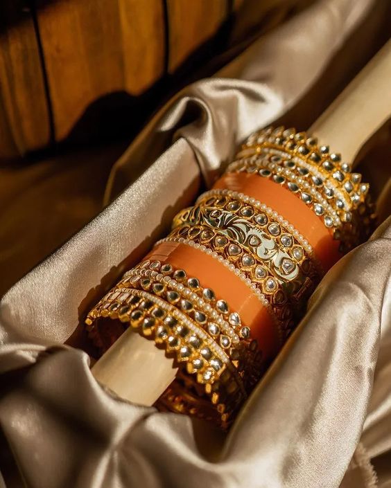 orange bridal bangles design