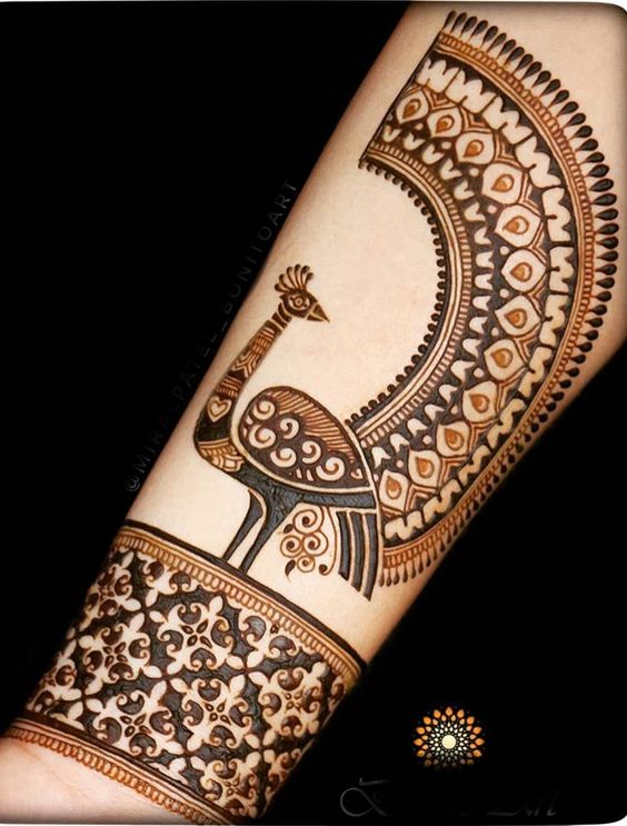 peacock mehndi design front hand