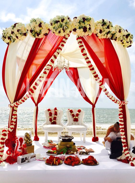 red and white wedding decor