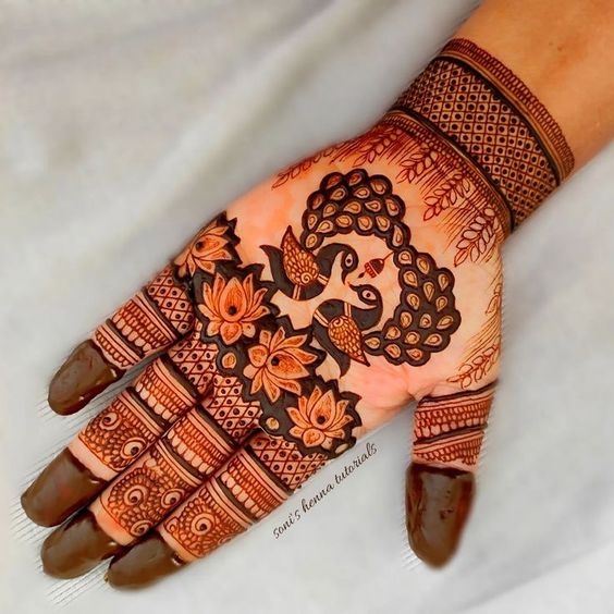 twin peacock mehndi design