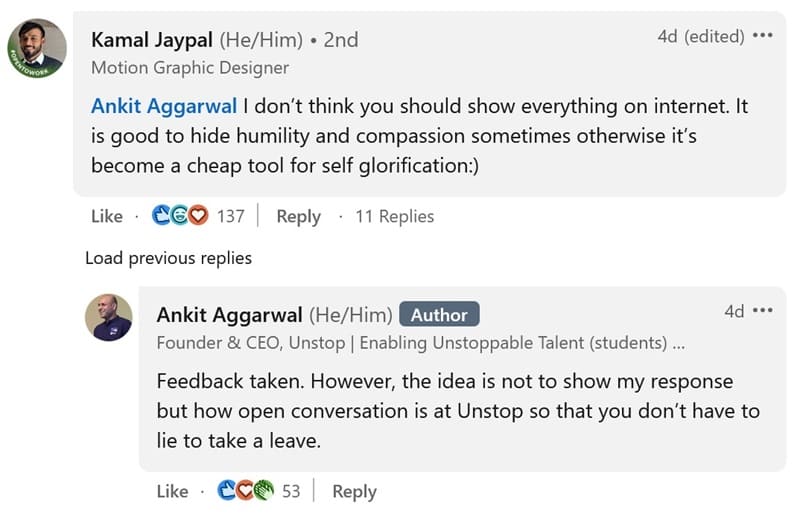 Ankit Aggarwal unstop ceo reply