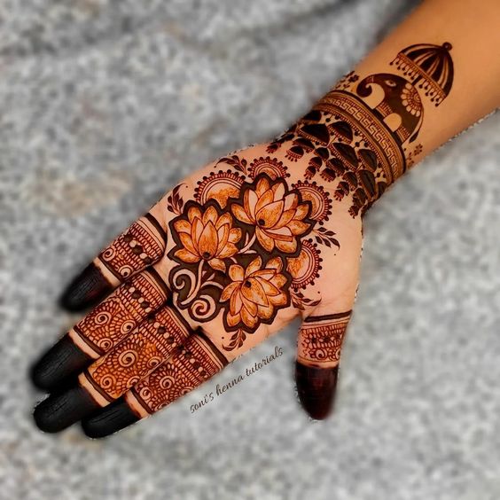 Elephant motif bangle mehndi design