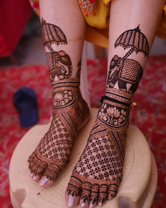 Elephant motif traditional mehndi designs