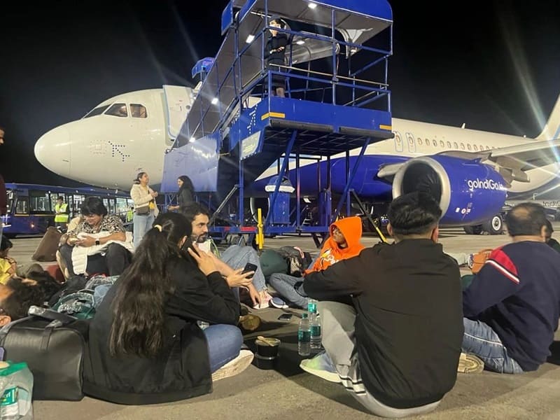 IndiGo Passengers sitting on runway