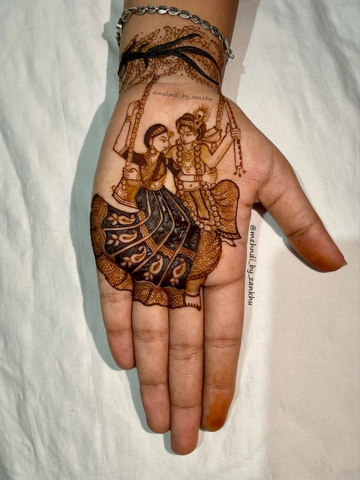 Krishna Radha mehndi design