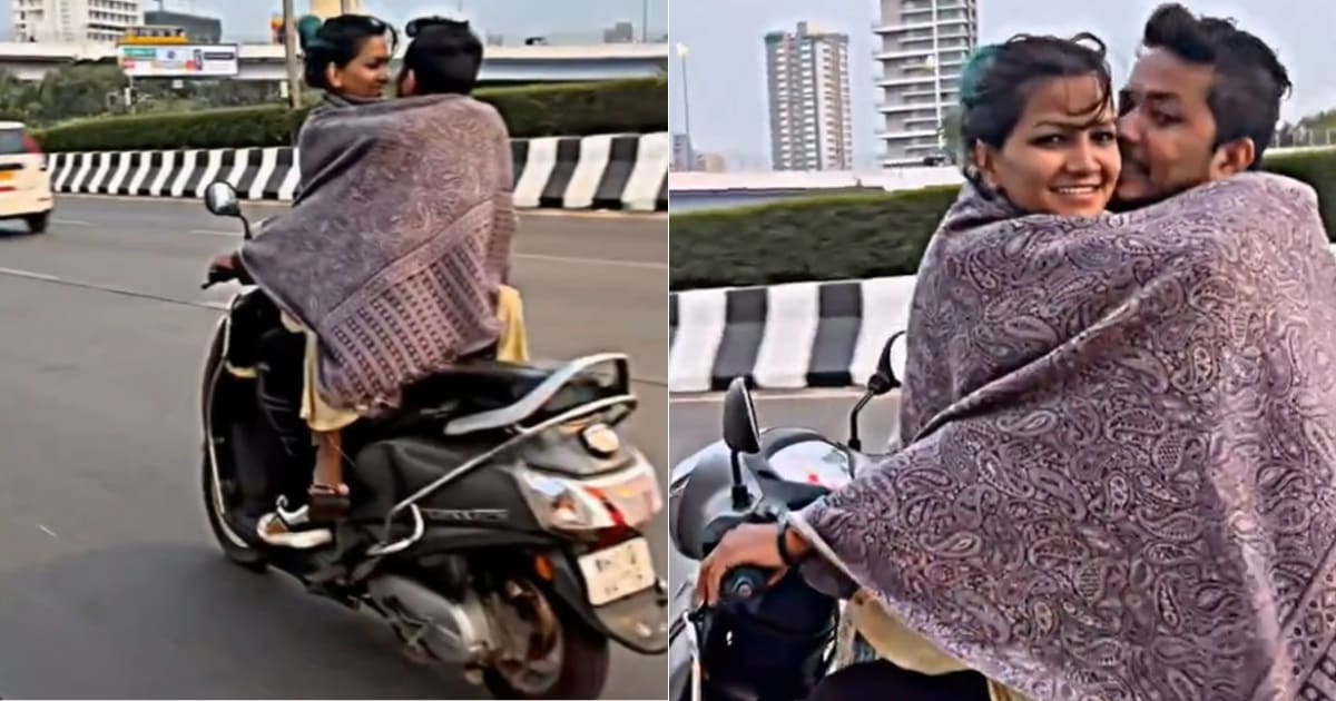 Mumbai Couple Indecent Stunt On Scooter