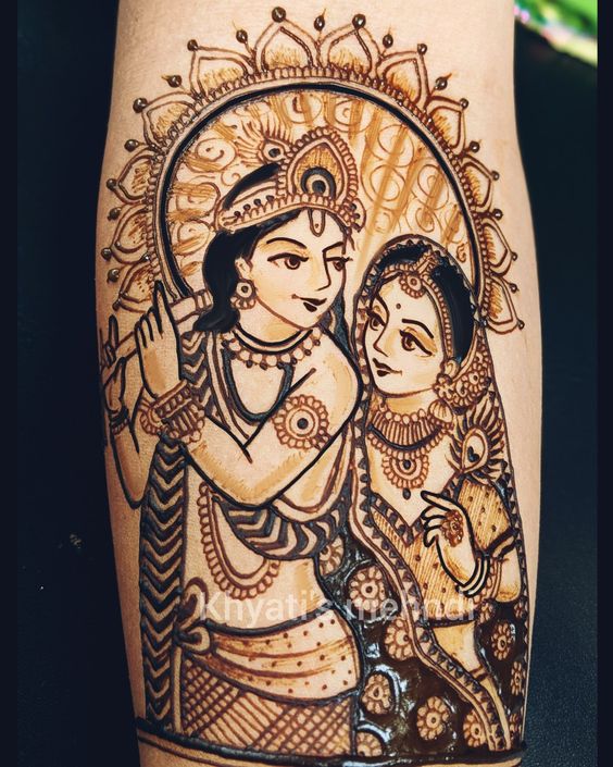 Radha Krishna in mehndi