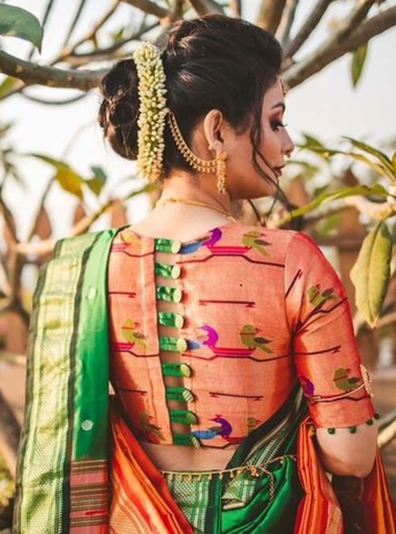 Wedding-blouse-designs-paithani-blouse-design