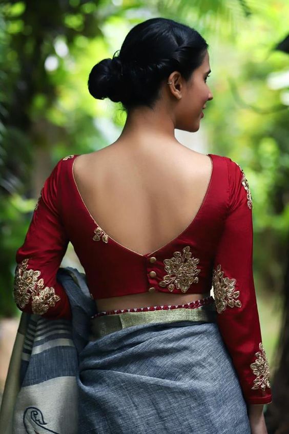 back buttoned blouse back design