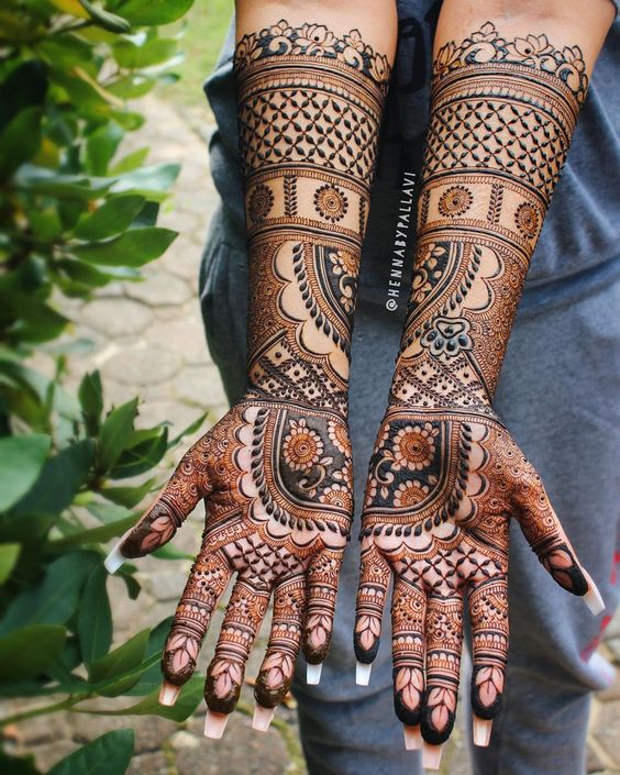 bridal henna design full hand