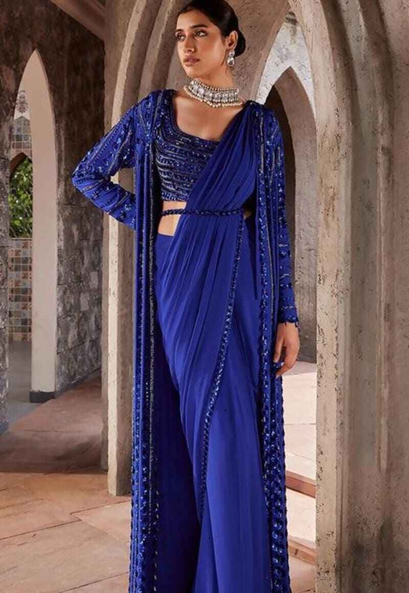 cape-full-sleeve-blouse-design