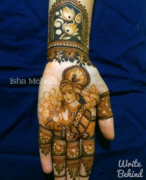 detailed Krishna mehndi design