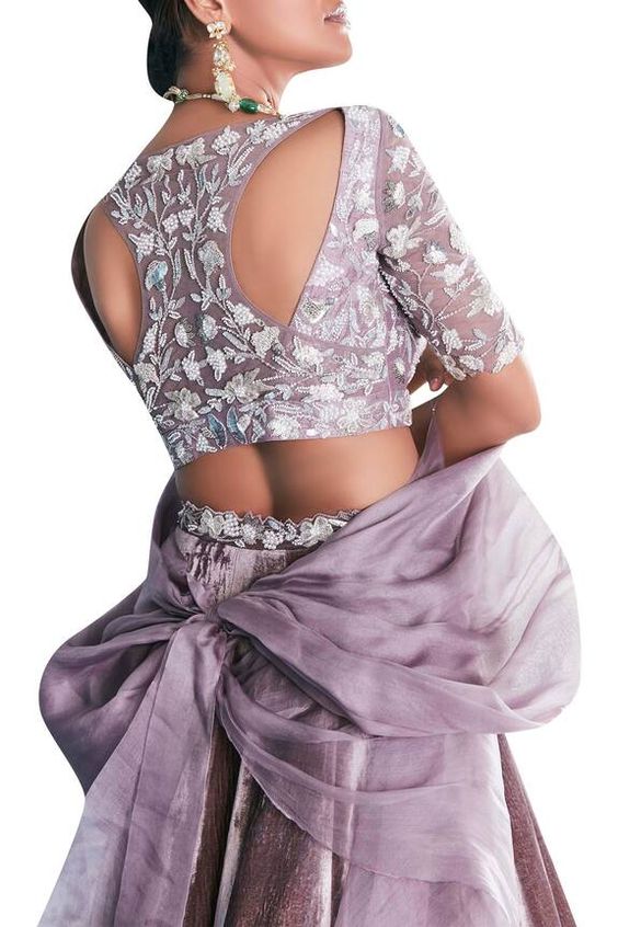 floral back blouse design