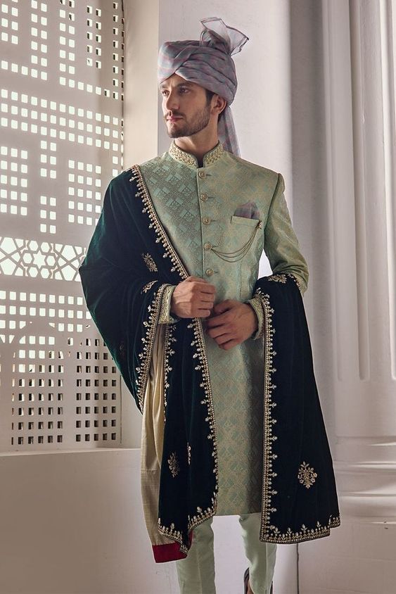 groom outfit green