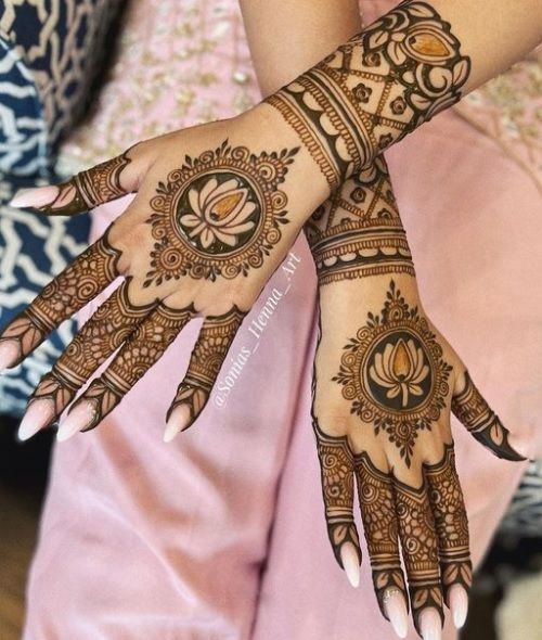 lotus motif mehndi design