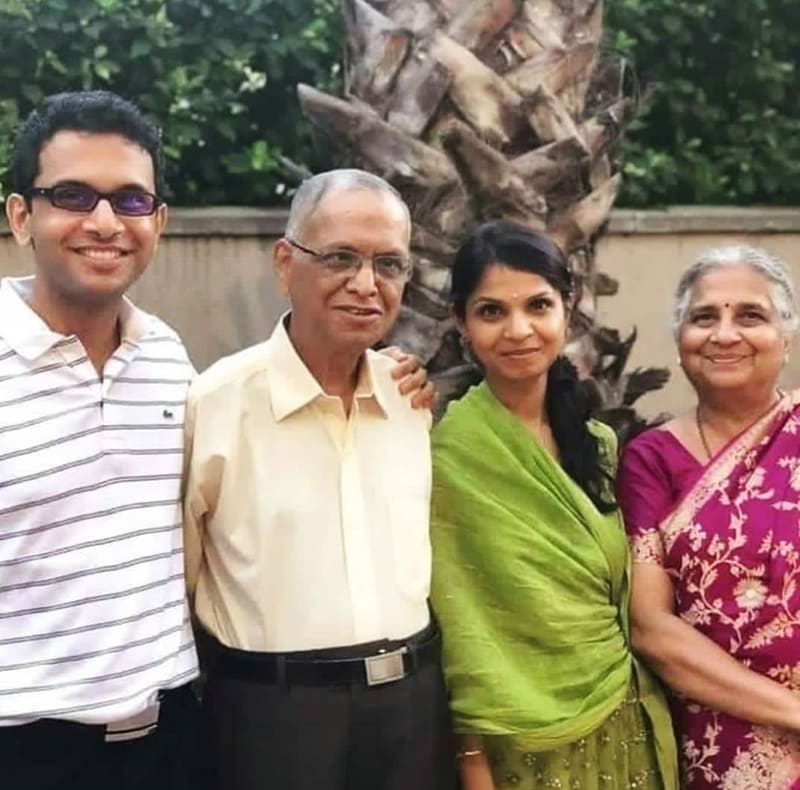 narayana murthy with his son and daughter