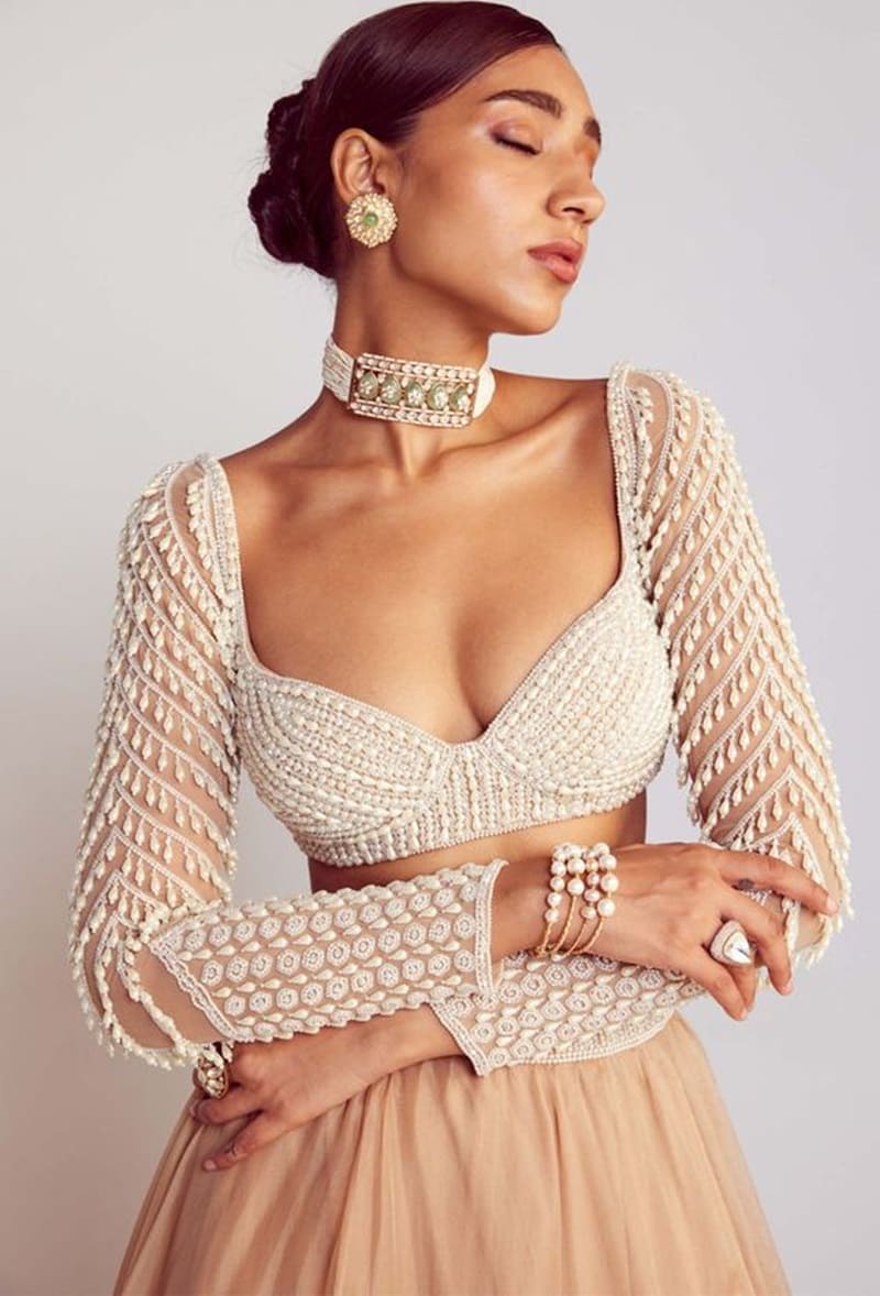 pearl-embellished-full-sleeve-blouse-design