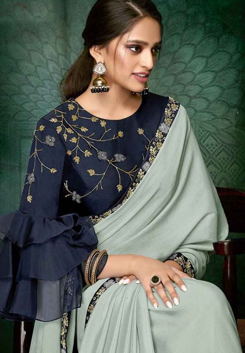 Bell-sleeves-perfection-fancy-new-blouse-design