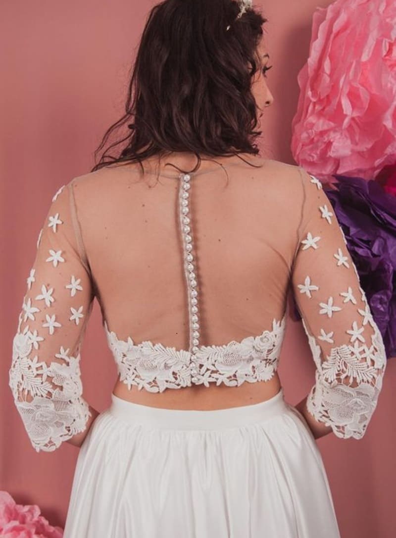 Buttoned-back-simple-net-blouse-design