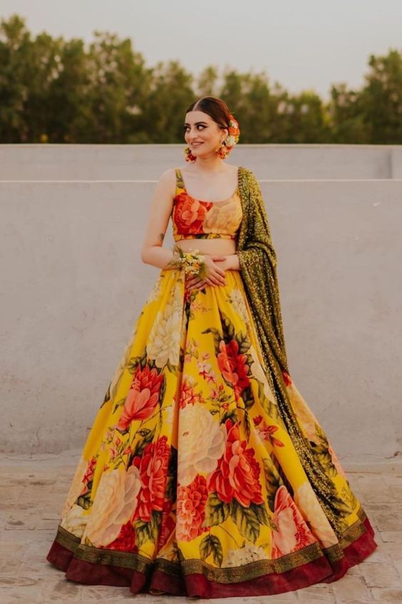 Colourful mehndi lehenga