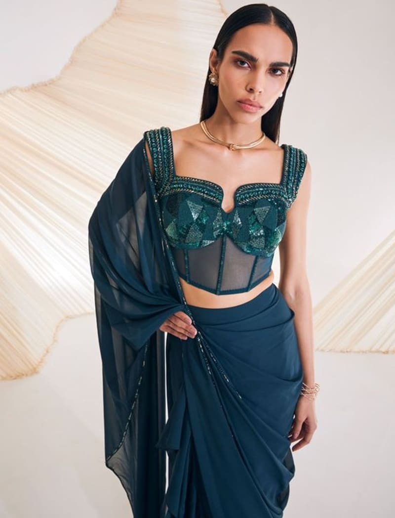 Corset-net-saree-blouse-designs