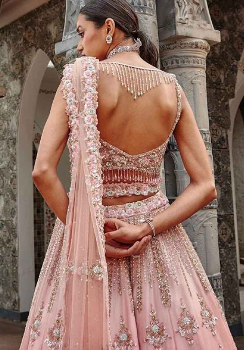 Deep-neck-with-tassels-fancy-blouse-design-back-side