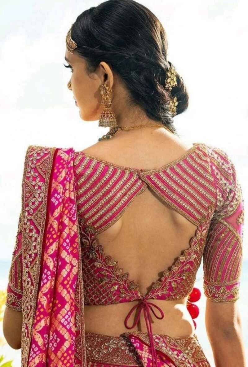Diamond-cut-out-with-ties-fancy-blouse-design-back-side