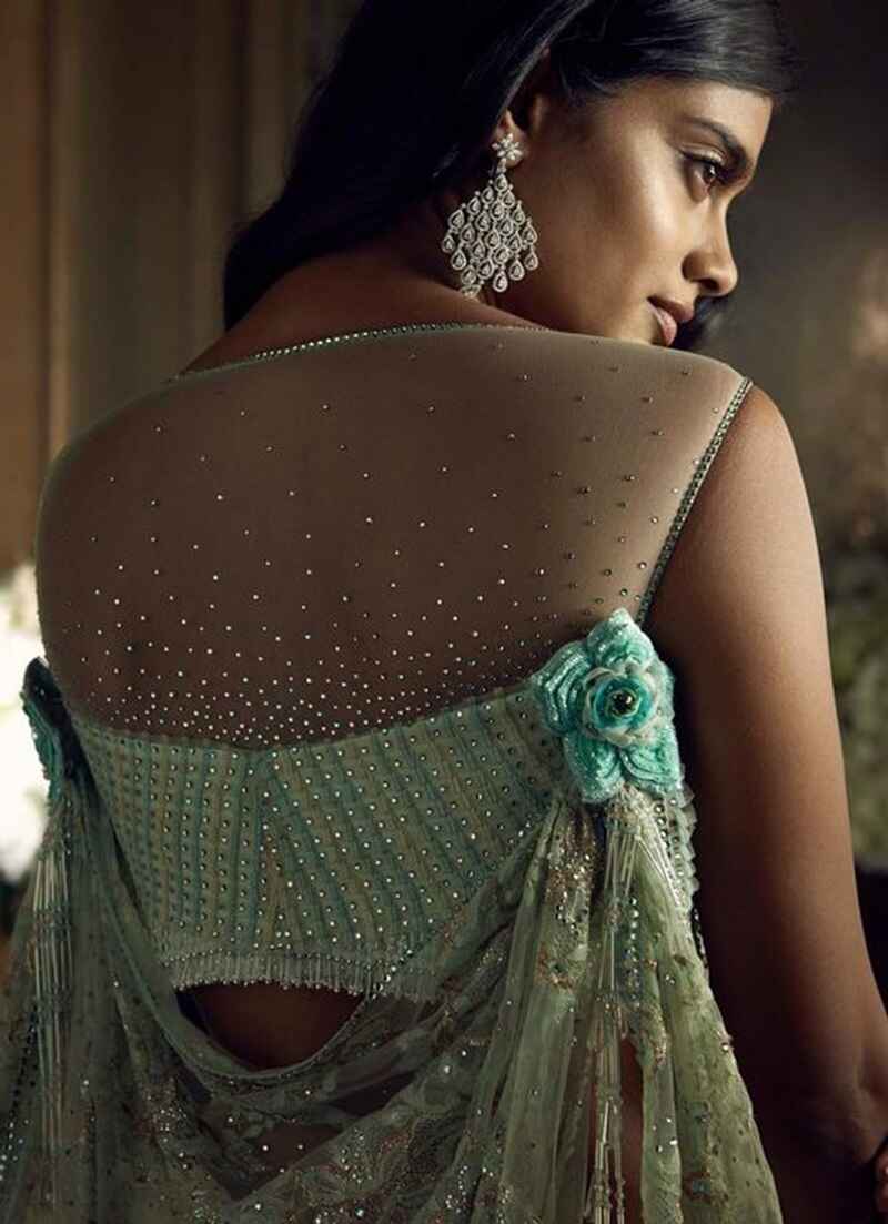 Embellished-net-back-side-fancy-blouse-designs