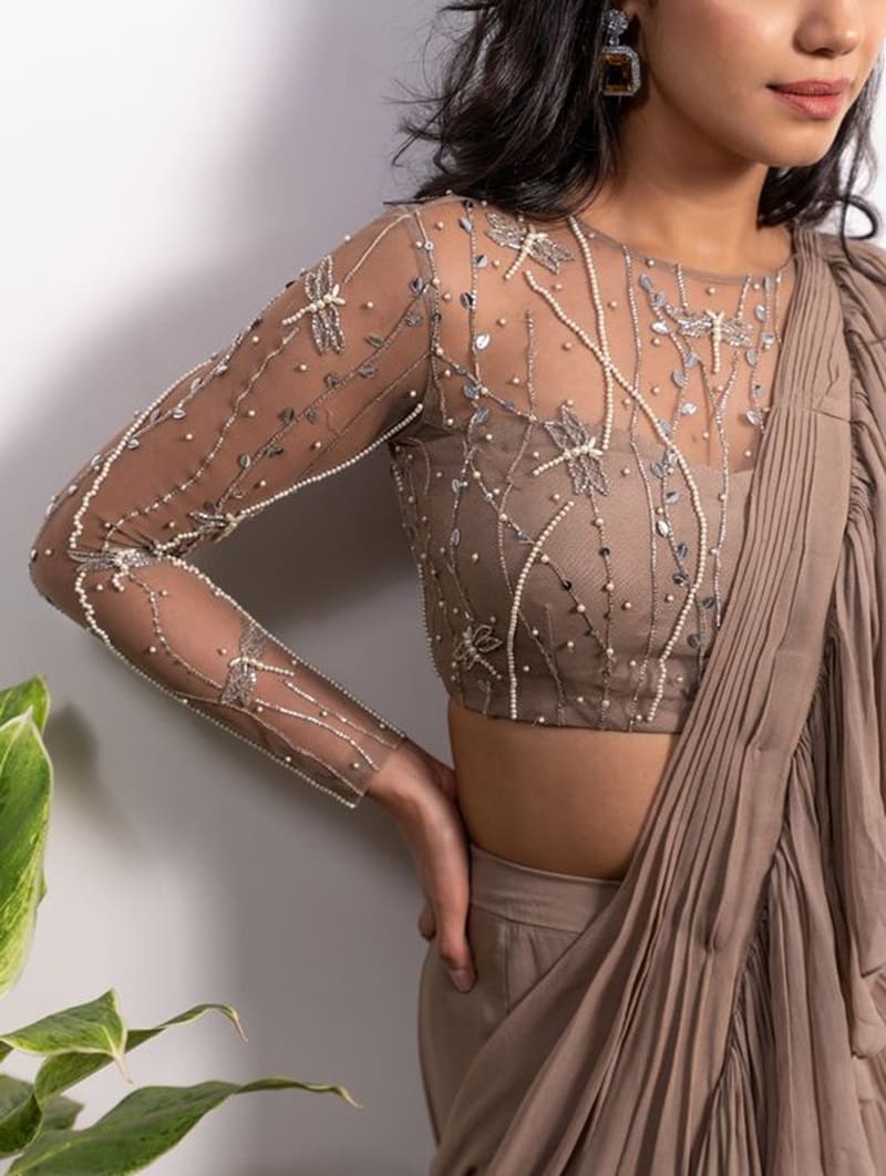 Embroidered-full-sleeves-net-blouse-design