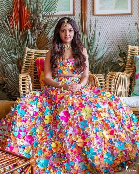 Floral lehenga for mehndi