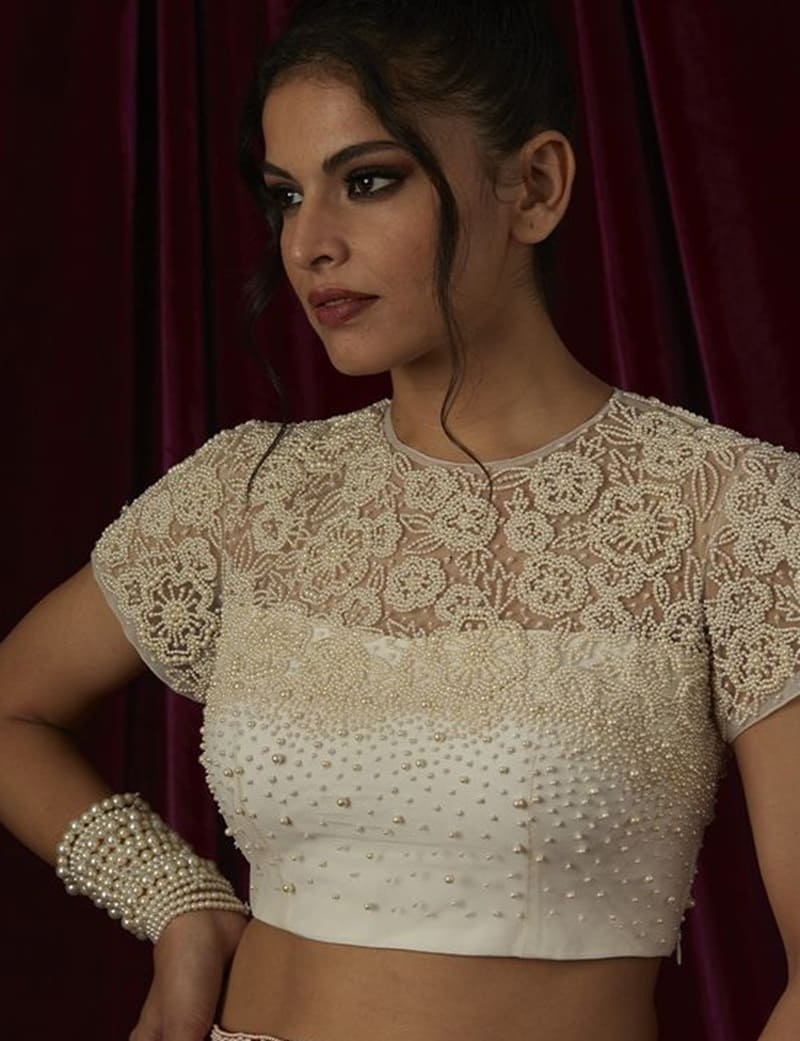 Floral-small-pearls-stylish-fancy-net-blouse-design