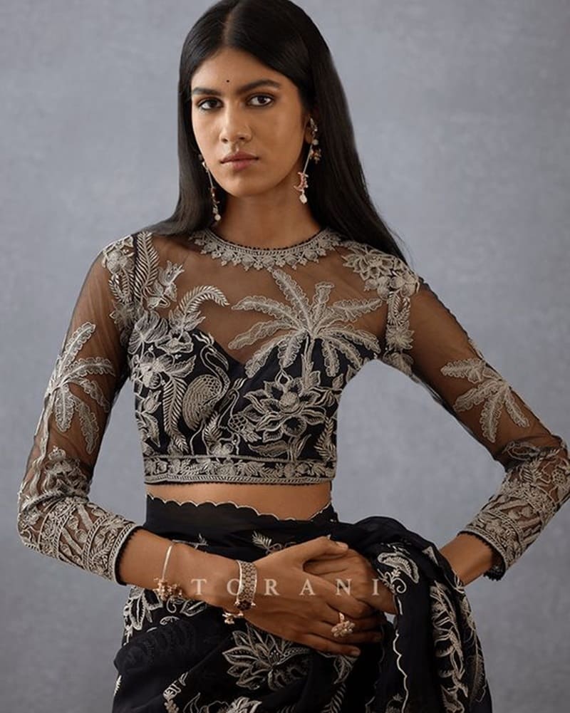 Hand-embroidered-net-blouse-design