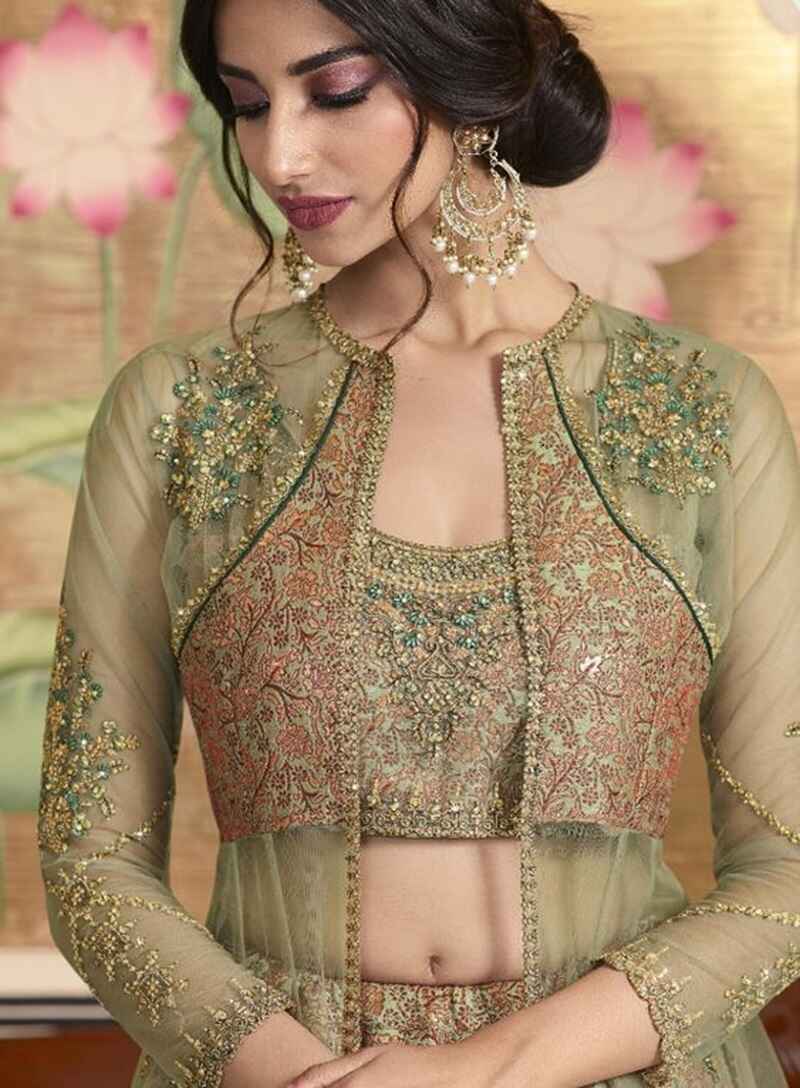 Jacket-style-front-net-blouse-design