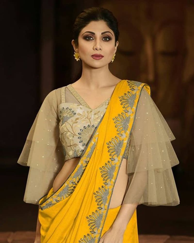 Layered-sleeves-net-blouse-design