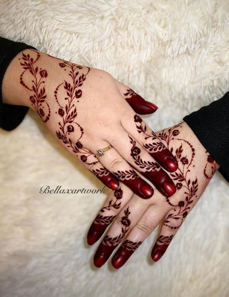 Leafy-vines-simple-mehndi-design-back-side