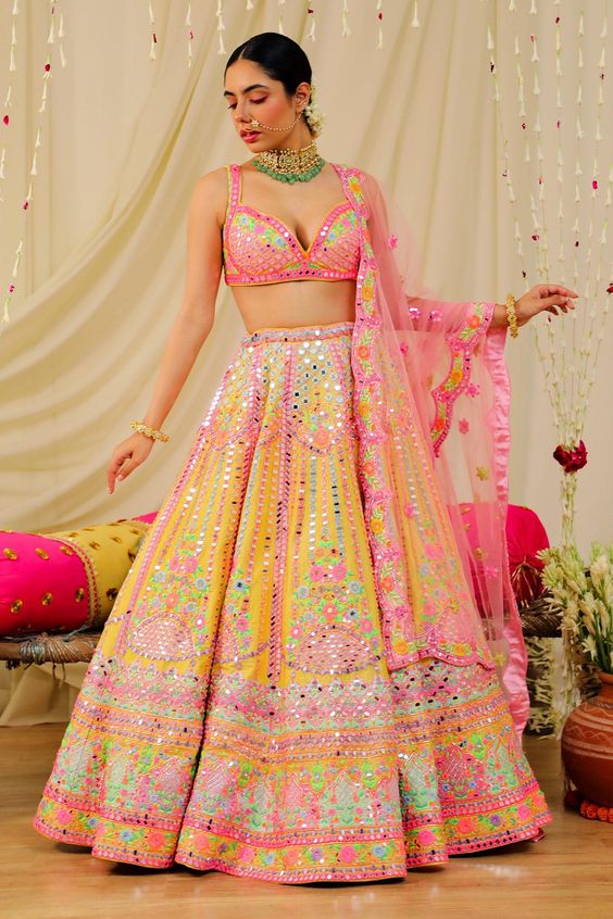 Mirror blouse and lehenga