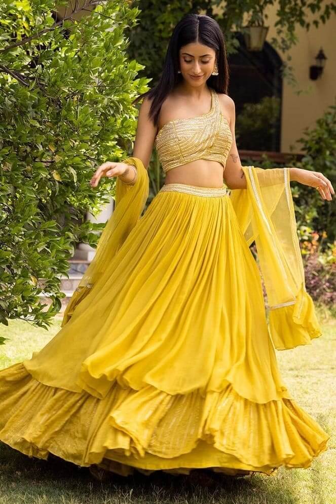 One shoulder choli lehenga