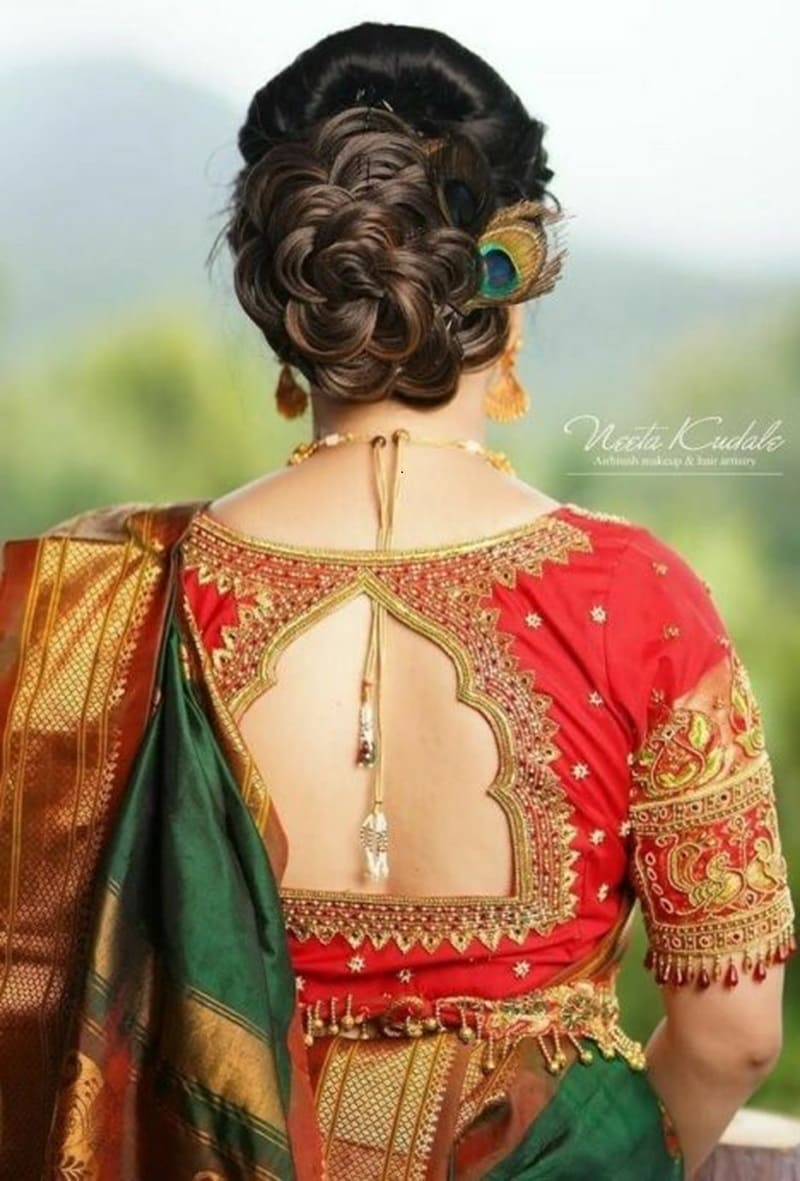 Royal-silk-with-temple-shaped-cut-modern-blouse-back-design